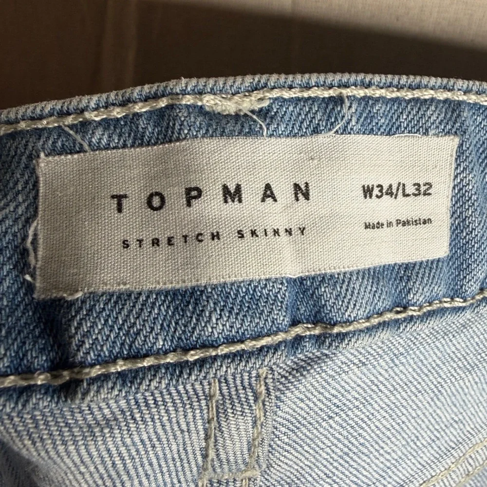 Topman Skinny Button-Fly Jeans size 34x32 Blue